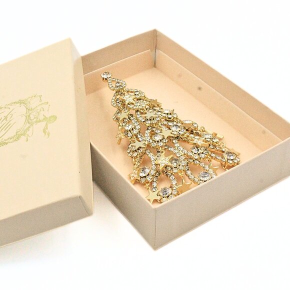 Kirks Folly LTD Edition 023/500 Rhinestones Massive 5" Gold Tone Dangle Brooch - Picture 1 of 10